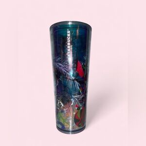 Starbucks Teal Tumbler with Holiday Motif
